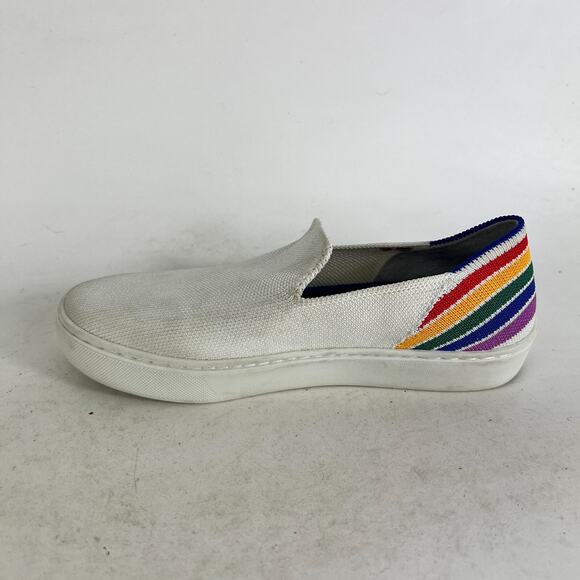 Rothy's SF Pride Rainbow Sneakers Women's 5 White Slip-On Low Top Running Shoes - Picture 6 of 10